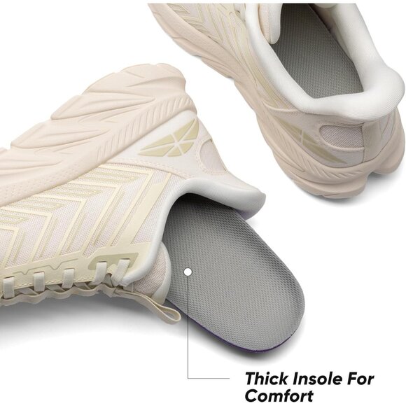 Women's Ivory Walking Shoes Comfort Breathable Non-Slip Gym Training Sneaker - Picture 6 of 8